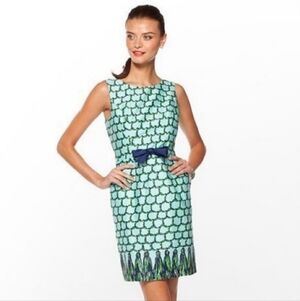 Lilly Pulitzer Evie Sleeveless Patterned Dress with Blue Bow Size 2